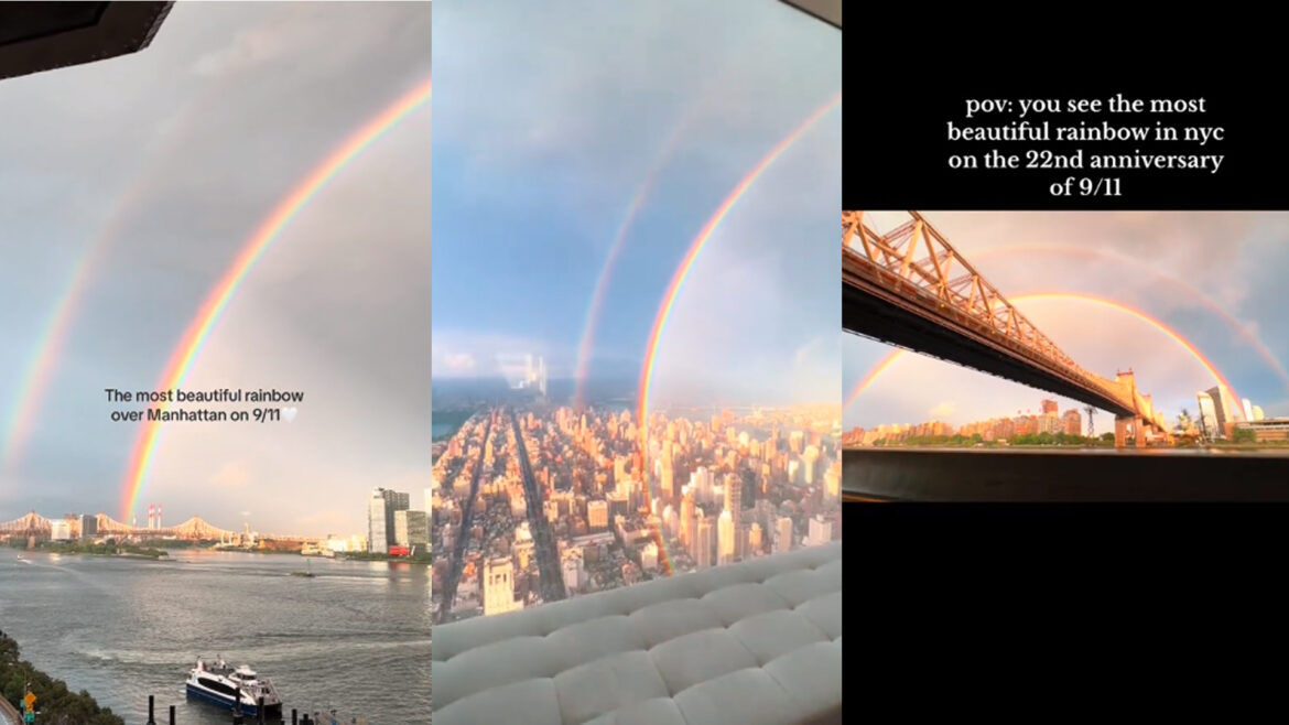 Bello arcoíris de esperanza en Nueva York el 11 de Septiembre de 2023.